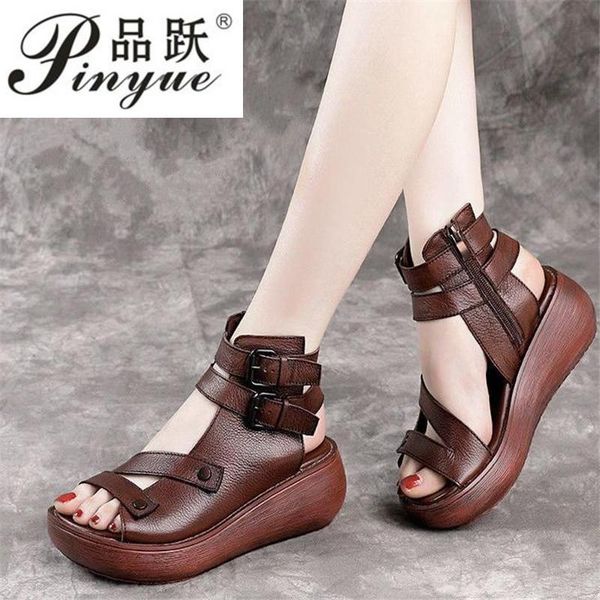 dress shoes retro summer sandals women genuine leather wedges heel ladies open toe back zipper casual platform, Black
dress shoes retro summer sandals women genuine leather wedges heel ladies open toe back zipper casual platform, Black