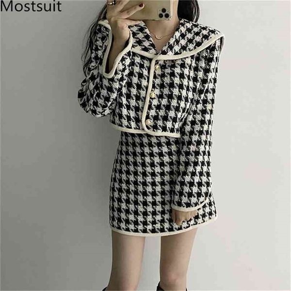 houndstooth tweed two piece set women short coat + mini a-line skirt suits korean vintage elegant ladies 2 pcs outfits 210513, White
houndstooth tweed two piece set women short coat + mini a-line skirt suits korean vintage elegant ladies 2 pcs outfits 210513, White