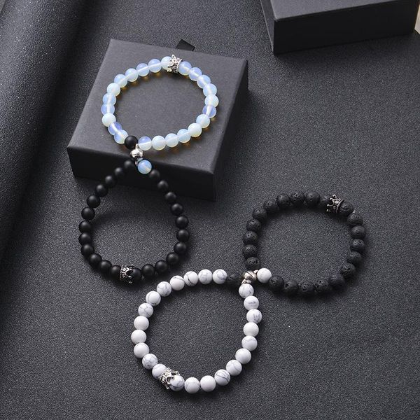 beaded, strands fashion 8mm natural white holite bracelet lave rock stone cz crown couple set with magnets beads jewelry gift, Black
beaded, strands fashion 8mm natural white holite bracelet lave rock stone cz crown couple set with magnets beads jewelry gift, Black