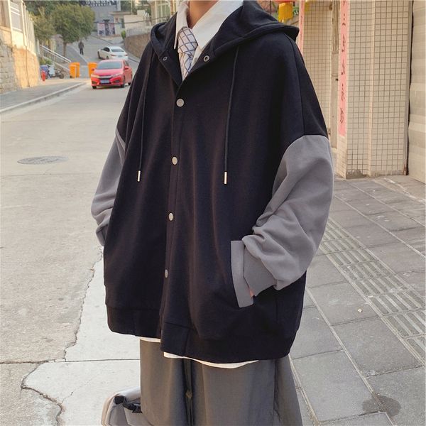 hooded cardigan autumn sweater fashion brand coat men's loose ruffian handsome cloth large, Black
hooded cardigan autumn sweater fashion brand coat men's loose ruffian handsome cloth large, Black