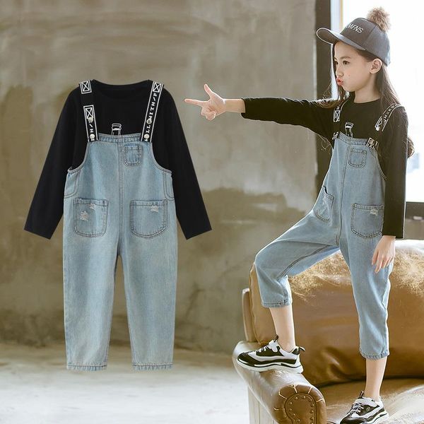 clothing sets autumn kids girls clothes long sleeve t-shirt + denim rompers pants suits children baby girl teen, White
clothing sets autumn kids girls clothes long sleeve t-shirt + denim rompers pants suits children baby girl teen, White