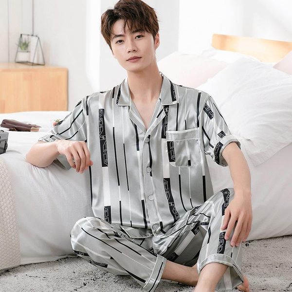 men's sleepwear men 2021 print male pajamas two piece shirt&pants satin pijamas faux silk nightwear lounge wear loose lingerie, Black;brown
men's sleepwear men 2021 print male pajamas two piece shirt&pants satin pijamas faux silk nightwear lounge wear loose lingerie, Black;brown