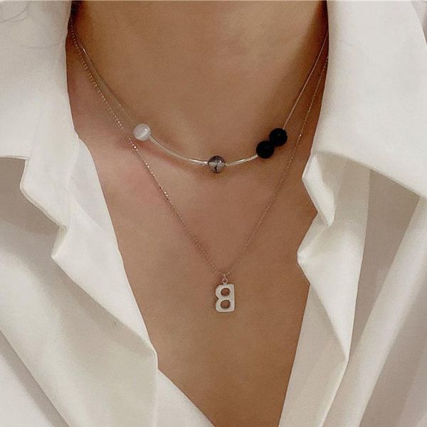 pendant necklaces origin summer minimalist double-layer beaded stainless steel necklace for women girls letter b metal jewelry, Silver
pendant necklaces origin summer minimalist double-layer beaded stainless steel necklace for women girls letter b metal jewelry, Silver