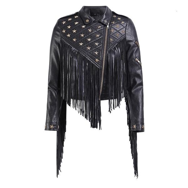 women's leather & faux pu asymmetrical jackets patchwork tassel rivetwomen's coats lapel collar long sleeve female 2021 clothing, Black
women's leather & faux pu asymmetrical jackets patchwork tassel rivetwomen's coats lapel collar long sleeve female 2021 clothing, Black