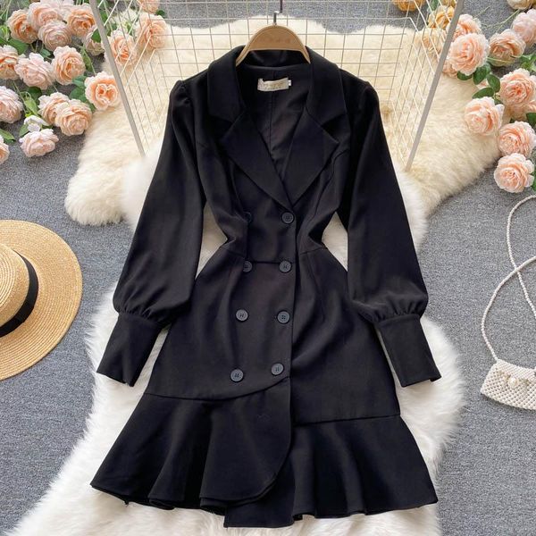 casual dresses singreiny women fashion korean dress long sleeve notched collar double breasted a-line autumn streetwear ruffles, Black;gray
casual dresses singreiny women fashion korean dress long sleeve notched collar double breasted a-line autumn streetwear ruffles, Black;gray