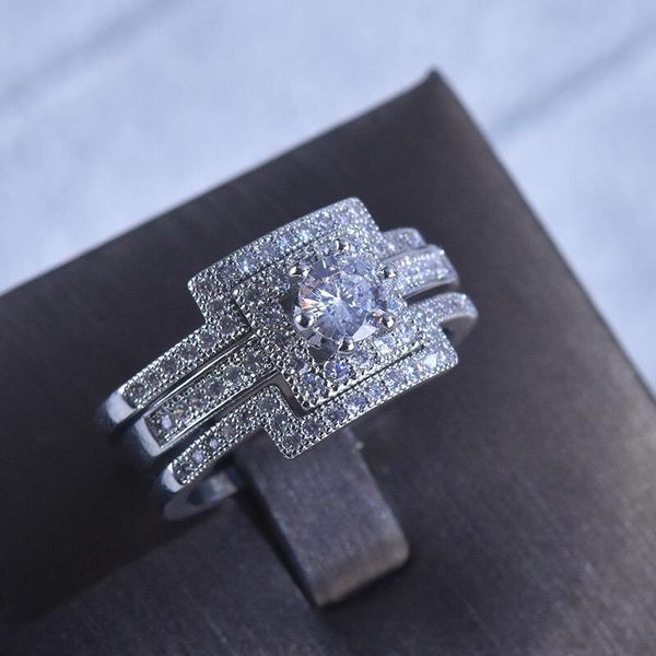 luxury dainty 3pcs ring set square geometry unique 9 2 5 for women bridal 3 in 1 wedding jewelry party gifts bague cluster rings, Golden;silver
luxury dainty 3pcs ring set square geometry unique 9 2 5 for women bridal 3 in 1 wedding jewelry party gifts bague cluster rings, Golden;silver