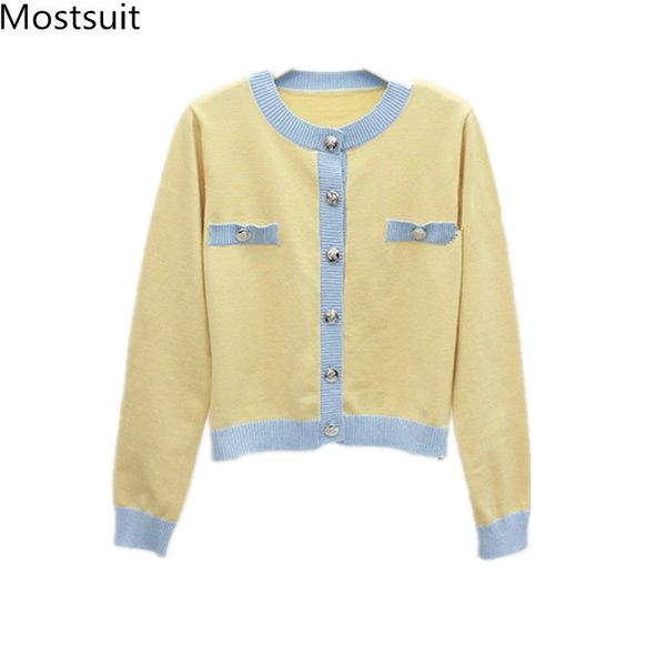 color-blocked korean elegant knitted cardigan women full sleeve o-neck single breasted sweater fashion ladies soft jumpers 210514, White
color-blocked korean elegant knitted cardigan women full sleeve o-neck single breasted sweater fashion ladies soft jumpers 210514, White