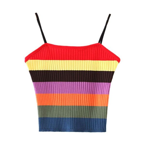 women's tanks & camis summer women rainbow striped knitted cami halter vest strap crop sleeveless blouse casual clubwear, White
women's tanks & camis summer women rainbow striped knitted cami halter vest strap crop sleeveless blouse casual clubwear, White