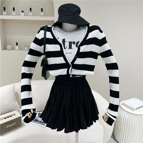 women's knits & tees niche design spring summer 2021 fashion color matching horizontal stripe knitted cardigan slim single breasted thi, White
women's knits & tees niche design spring summer 2021 fashion color matching horizontal stripe knitted cardigan slim single breasted thi, White