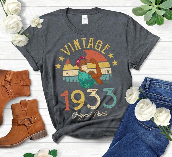 women's t-shirt vintage 1933 original parts tshirt african american women with mask 88th birthday gift cotton lady o neck short sleeve, White
women's t-shirt vintage 1933 original parts tshirt african american women with mask 88th birthday gift cotton lady o neck short sleeve, White