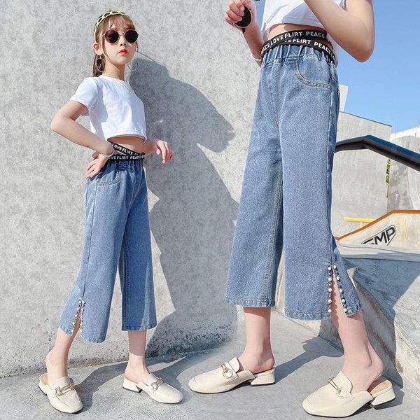 korean vintage short style kids wide leg jeans for girls spring ankle length denim pants with pearls cool children's clothing, Blue
korean vintage short style kids wide leg jeans for girls spring ankle length denim pants with pearls cool children's clothing, Blue