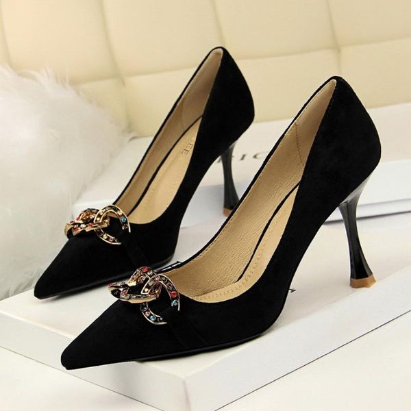 dress shoes 1917-1 fashion banquet women's high heel suede shallow mouth pointed metal diamond buckle single, Black
dress shoes 1917-1 fashion banquet women's high heel suede shallow mouth pointed metal diamond buckle single, Black