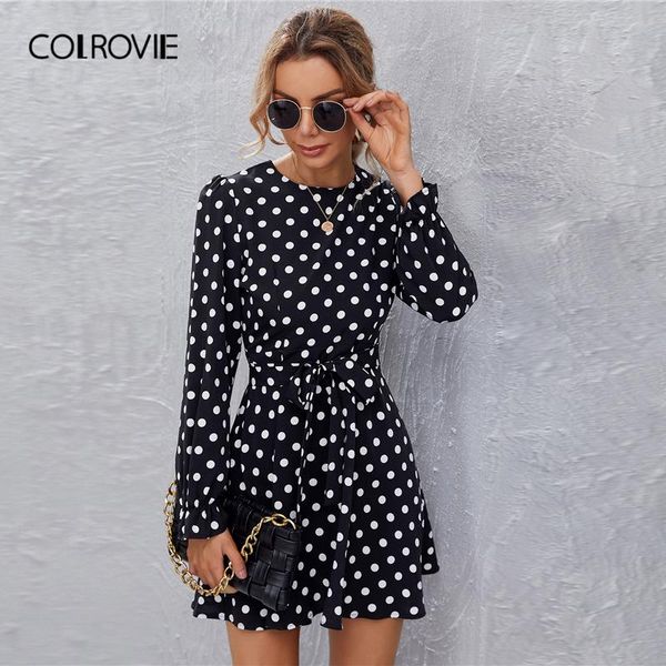 flounce sleeve belted polka-dot dress women spring o neck high waist elegant a line flared short dresses casual, Black;gray
flounce sleeve belted polka-dot dress women spring o neck high waist elegant a line flared short dresses casual, Black;gray