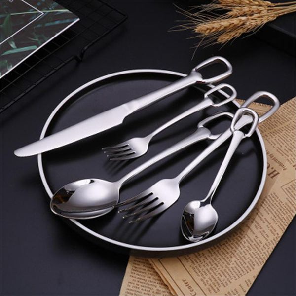 dinnerware sets 304 stainless steel silver knife fork spoon cutlery dinner set creative hook handle design gold portable tableware
dinnerware sets 304 stainless steel silver knife fork spoon cutlery dinner set creative hook handle design gold portable tableware