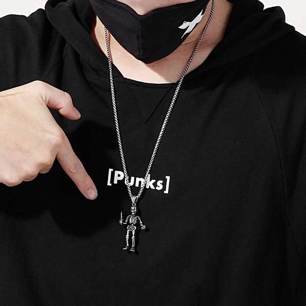29*53mm raise the sword pendant skull skeleton goth necklaces for men stainless steel punk jewelry rolo chain 3mm 24 inch, Silver
29*53mm raise the sword pendant skull skeleton goth necklaces for men stainless steel punk jewelry rolo chain 3mm 24 inch, Silver