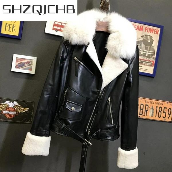 women's fur & faux jchb 2021 fashion women sheepskin genuine leather jacket biker outwear coats female punk short winter warm real coll, Black
women's fur & faux jchb 2021 fashion women sheepskin genuine leather jacket biker outwear coats female punk short winter warm real coll, Black