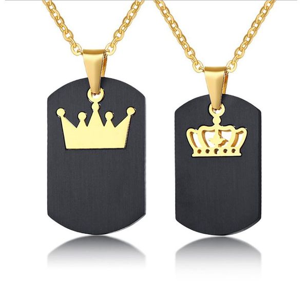 pendant necklaces black dog tag necklace for women man gold tone stainless steel queen king crown charm pendants promise love gifts, Silver
pendant necklaces black dog tag necklace for women man gold tone stainless steel queen king crown charm pendants promise love gifts, Silver