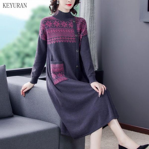 casual dresses vintage loose turtleneck long sweater dress women full sleeve warm pullover knitted female maix 2021 winter vestidos, Black;gray
casual dresses vintage loose turtleneck long sweater dress women full sleeve warm pullover knitted female maix 2021 winter vestidos, Black;gray