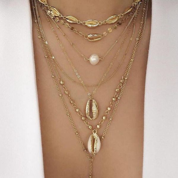 bohemian alloy shell pearl sequins multilayer combination necklace women xl391 chains, Silver
bohemian alloy shell pearl sequins multilayer combination necklace women xl391 chains, Silver