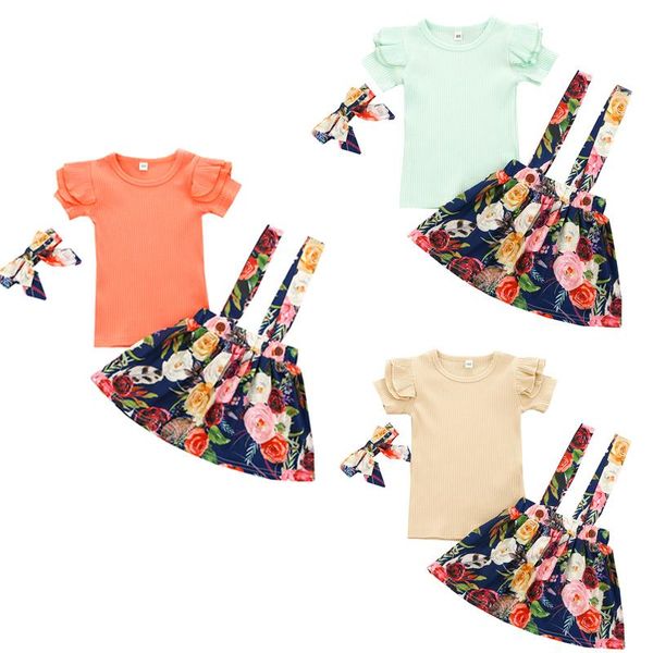 baby & children's toddler girl summer clothes solid color sleeve + floral suspender skirt bow headwear girls set clothing sets, White
baby & children's toddler girl summer clothes solid color sleeve + floral suspender skirt bow headwear girls set clothing sets, White