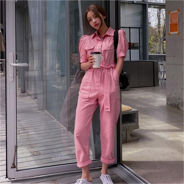 summer denim women romper long sleeve belt pink jeans female streetwear overalls, Black;white
summer denim women romper long sleeve belt pink jeans female streetwear overalls, Black;white