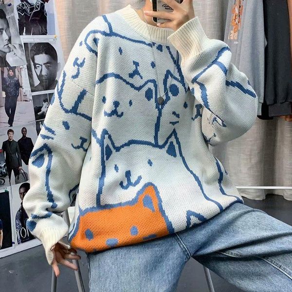 men's sweaters cartoon sweater, hong kong trend pullover color autumn casual round neck sweater, White;black
men's sweaters cartoon sweater, hong kong trend pullover color autumn casual round neck sweater, White;black