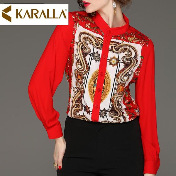 women's blouses & shirts french court elegant vintage print temperament chiffon shirt mature lady stand collar long sleeve single-breas, White
women's blouses & shirts french court elegant vintage print temperament chiffon shirt mature lady stand collar long sleeve single-breas, White