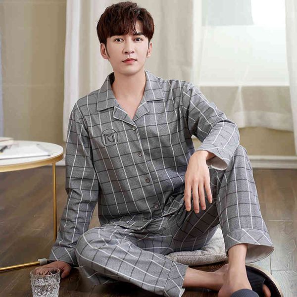 spring knitted cotton men pajamas set striped long sleeve turn-down collar cardigan mens sleepwear plus size 4xl male nightwear, Black;brown
spring knitted cotton men pajamas set striped long sleeve turn-down collar cardigan mens sleepwear plus size 4xl male nightwear, Black;brown