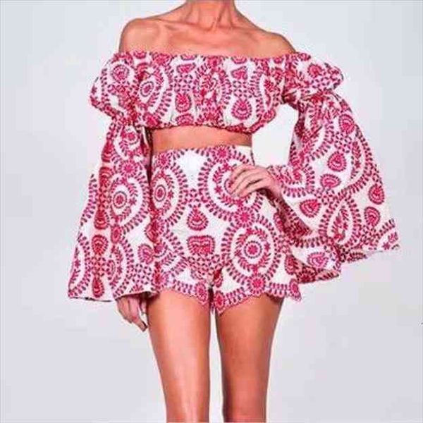 summer 2 piece set women tracksuits holiday beach red embroidery shorts suit slash neck long sleeve flare runway 2pcs, Gray
summer 2 piece set women tracksuits holiday beach red embroidery shorts suit slash neck long sleeve flare runway 2pcs, Gray
