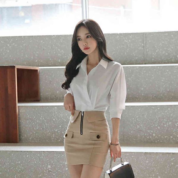 dresses korean work style elegant turn-down collor shirts + zipper sheath bodycon short skirt ol 2 piece set, White
dresses korean work style elegant turn-down collor shirts + zipper sheath bodycon short skirt ol 2 piece set, White