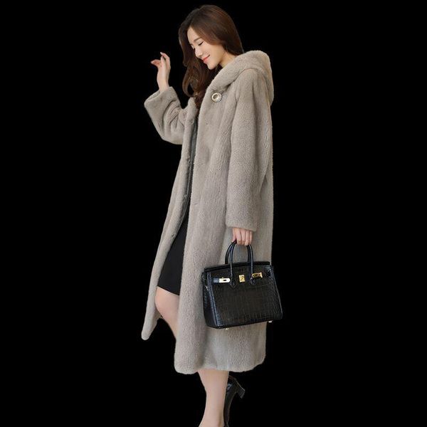 women's fur & faux mink coat fall/winter style whole overcoat mid-length hooded casual warm windbreaker, Black
women's fur & faux mink coat fall/winter style whole overcoat mid-length hooded casual warm windbreaker, Black