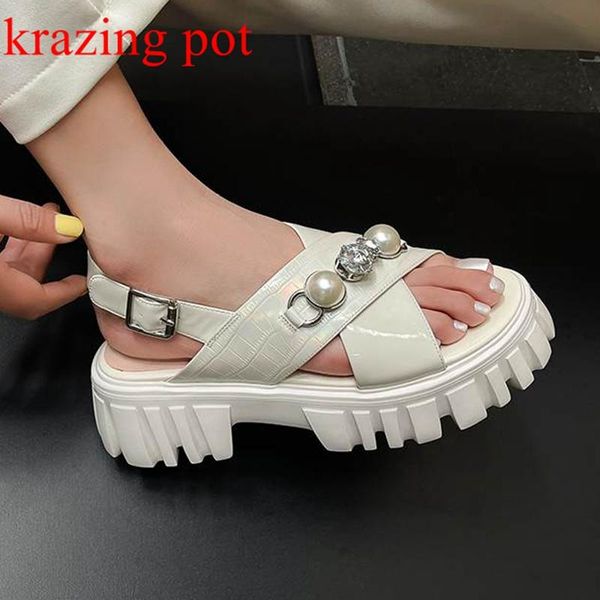 dress shoes krazing pot genuine leather platform thick bottom high heels pearl diamond summer women luxury preppy style leisure sandals l0f7, Black
dress shoes krazing pot genuine leather platform thick bottom high heels pearl diamond summer women luxury preppy style leisure sandals l0f7, Black