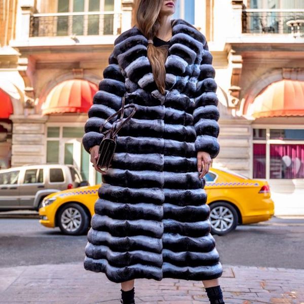 women's fur & faux fashion 110cm natural rex coat with lapel collar 2021 winter genuine coats thick warm overcoat, Black
women's fur & faux fashion 110cm natural rex coat with lapel collar 2021 winter genuine coats thick warm overcoat, Black