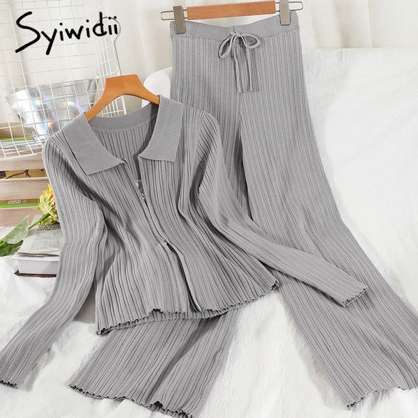 women's two piece pants syiwidii 2 sets women fall 2021 knitting outfits long sleeve zipper shirts elastic high waist lace up wide leg, White
women's two piece pants syiwidii 2 sets women fall 2021 knitting outfits long sleeve zipper shirts elastic high waist lace up wide leg, White