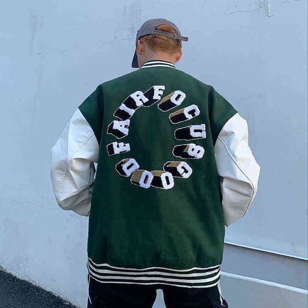 hip hop letters embroidery college jackets mens patchwork color block harajuku bomber jacket women baseball pu leather coats 211110, Black;brown
hip hop letters embroidery college jackets mens patchwork color block harajuku bomber jacket women baseball pu leather coats 211110, Black;brown