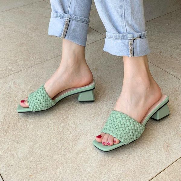 slippers zawsthia chic green purple open toe weaved pattern woman summer shoes chunky heels women slides mules big size 33-43, Black
slippers zawsthia chic green purple open toe weaved pattern woman summer shoes chunky heels women slides mules big size 33-43, Black