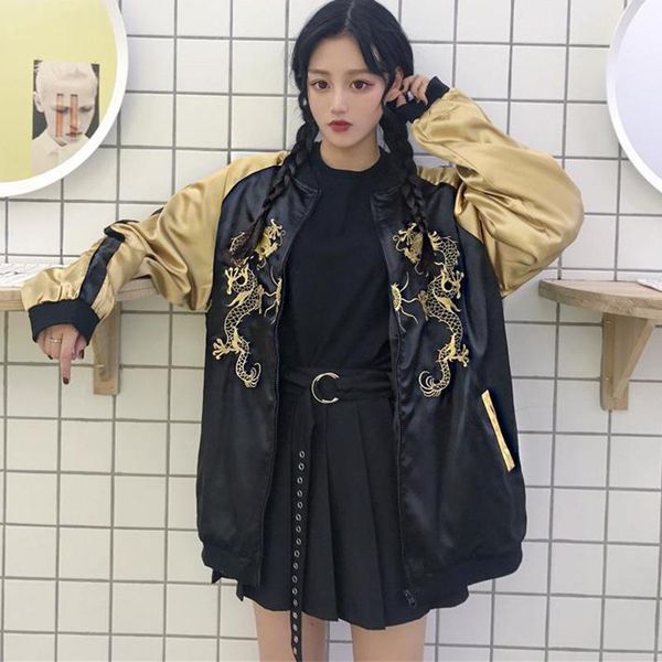 women's jackets oversized women jacket baseball uniform hip-hop style loose pilot sweatshirt cartoon embroidery mujer zipper cardigan, Black;brown
women's jackets oversized women jacket baseball uniform hip-hop style loose pilot sweatshirt cartoon embroidery mujer zipper cardigan, Black;brown