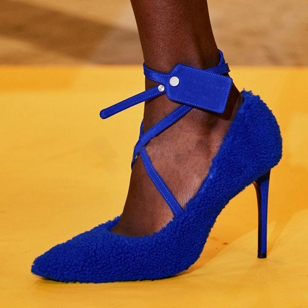 dress shoes fashion ladies crossed straps wool fur pumps thin heels runway high woman spring catwalk single, Black
dress shoes fashion ladies crossed straps wool fur pumps thin heels runway high woman spring catwalk single, Black