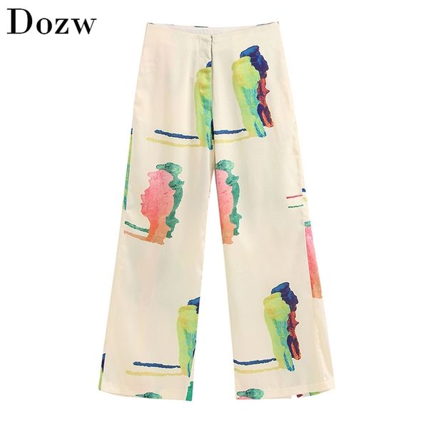 women casual wide leg pants vintage printed zipper fly pockets long trousers female loose fashion high waist split 210515, Black;white
women casual wide leg pants vintage printed zipper fly pockets long trousers female loose fashion high waist split 210515, Black;white