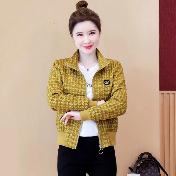 women's jackets 2021 fall fashion houndstooth jacket short casual all-match baseball uniform, Black;brown
women's jackets 2021 fall fashion houndstooth jacket short casual all-match baseball uniform, Black;brown