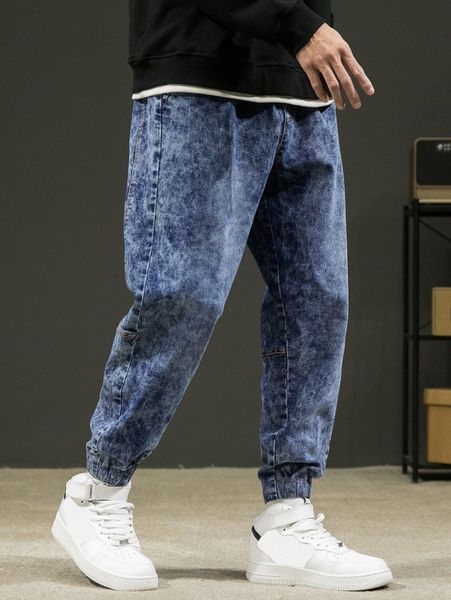 men slant pocket jogger jeans u2xc#, Blue