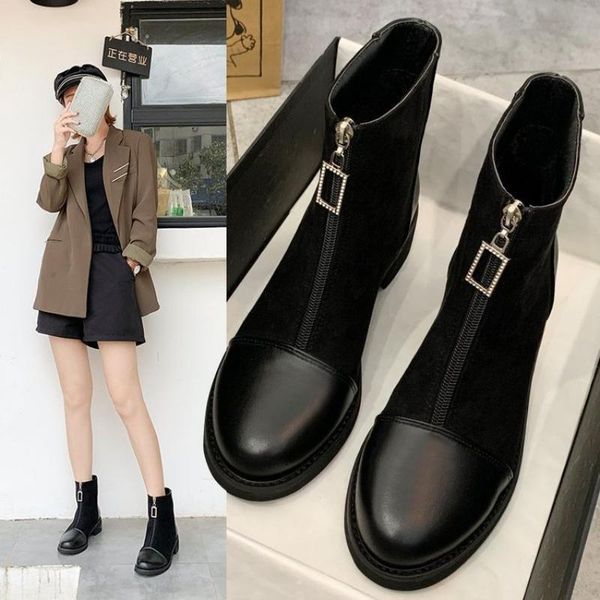 boots fashion autumn and winter zipper style thick-heeled british casual comfortable women's single, Black
boots fashion autumn and winter zipper style thick-heeled british casual comfortable women's single, Black