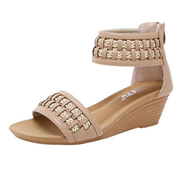 sandals women braided bohemian summer wedges casual zipper beach shoes roman ladies sandal, Black
sandals women braided bohemian summer wedges casual zipper beach shoes roman ladies sandal, Black