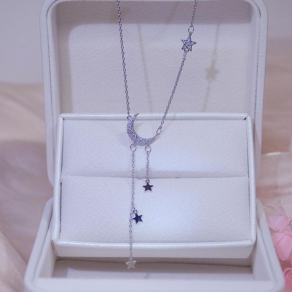 shining bling zircon moon necklaces for women clavicle chain charm wedding pendant 14k real gold star tassel jewelry chains, Silver
shining bling zircon moon necklaces for women clavicle chain charm wedding pendant 14k real gold star tassel jewelry chains, Silver