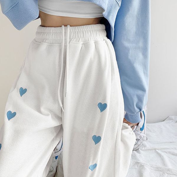 2021 new love embroidered sweatpants womens high waist loose straight wide leg pants womens drawstring sweatpants harajuku, Black;white
2021 new love embroidered sweatpants womens high waist loose straight wide leg pants womens drawstring sweatpants harajuku, Black;white