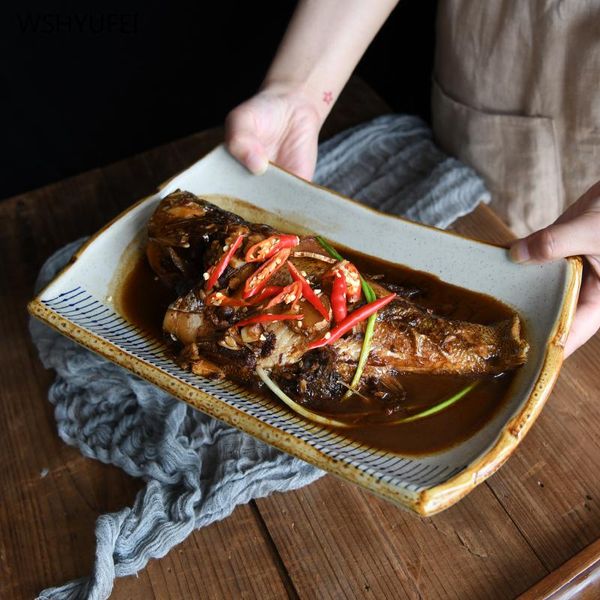 dishes & plates 1pcs japanese style blue line rectangular ceramic dish tableware western steak salad dessert cake sushi storage decorative p
dishes & plates 1pcs japanese style blue line rectangular ceramic dish tableware western steak salad dessert cake sushi storage decorative p
