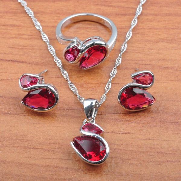 earrings & necklace christmas gift jewelry set red zirconia crystal party jewellry for women pendant rings js0552, Silver
earrings & necklace christmas gift jewelry set red zirconia crystal party jewellry for women pendant rings js0552, Silver