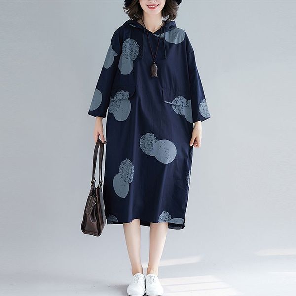 oversized women loose casual dresses new arrival autumn korean vintage style polka dots female hooded long dress s2673 210412, Black;gray
oversized women loose casual dresses new arrival autumn korean vintage style polka dots female hooded long dress s2673 210412, Black;gray