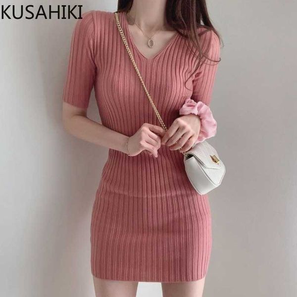 kusahiki knitted slim stretch bodycorn dresses summer short sleeve v-neck sweater dresses korean solid vestidos 6h864 210602, Black;gray
kusahiki knitted slim stretch bodycorn dresses summer short sleeve v-neck sweater dresses korean solid vestidos 6h864 210602, Black;gray