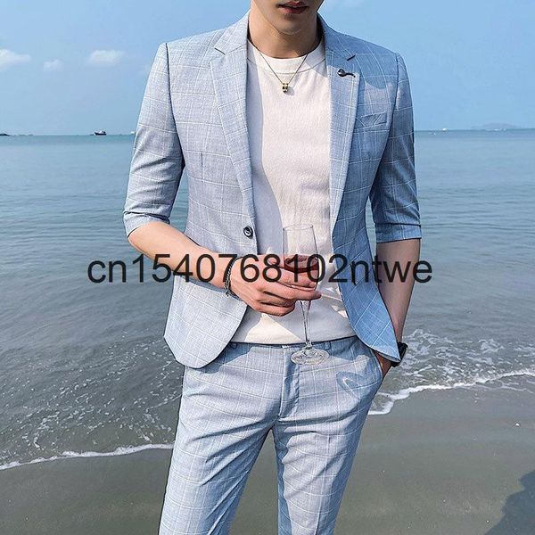 summer boys' suit 2021 7 / 3 sleeve korean slim mid plaid two piece men's suits & blazers, White;black
summer boys' suit 2021 7 / 3 sleeve korean slim mid plaid two piece men's suits & blazers, White;black